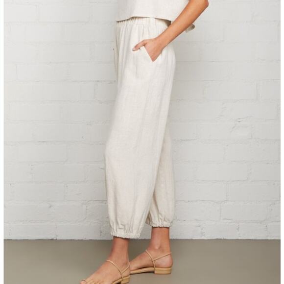 Rachel Pally Tatum Cream Linen Blend Casual Trousers - Picture 1 of 6